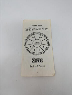 Vintage 1964 Parker Brothers "Bonanza Game Instructions